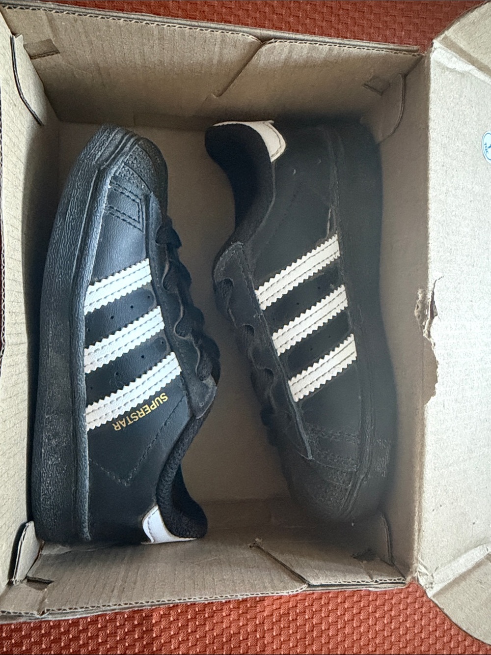 adidas Superstar Kids Black with White Stripes Sneakers